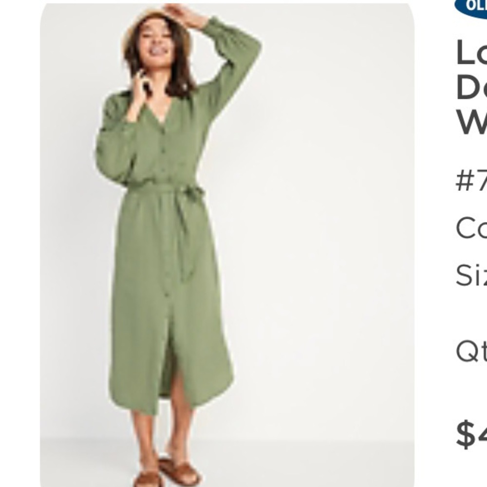 Old Navy Long-Sleeve Waist-Defined Midi Dress